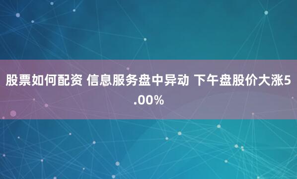 股票如何配资 信息服务盘中异动 下午盘股价大涨5.00%
