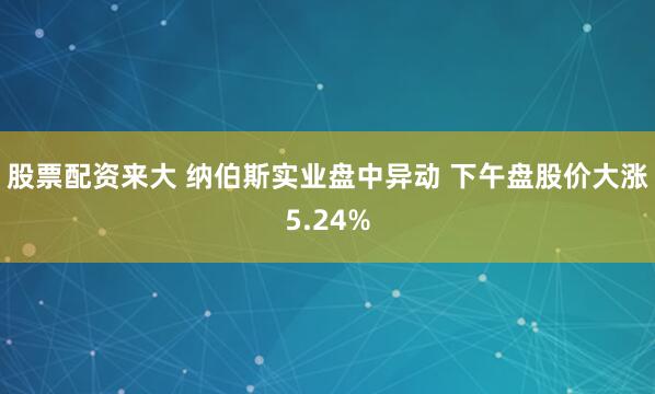 股票配资来大 纳伯斯实业盘中异动 下午盘股价大涨5.24%