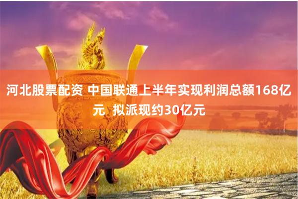 河北股票配资 中国联通上半年实现利润总额168亿元  拟派现约30亿元